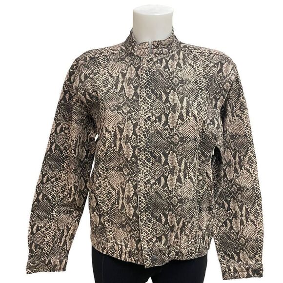 LOVEFIRE LOS ANGELES Python‎ Twill Full Zip High Neck Bomber Jacket,small NEW - Picture 1 of 8